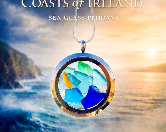 Irish Sea Glass Pendant, Coasts of Ireland Necklace, Unique Coastal Keepsake