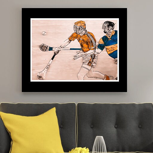Personalised Any team retro hand coloured Hurling Art print. (any ...