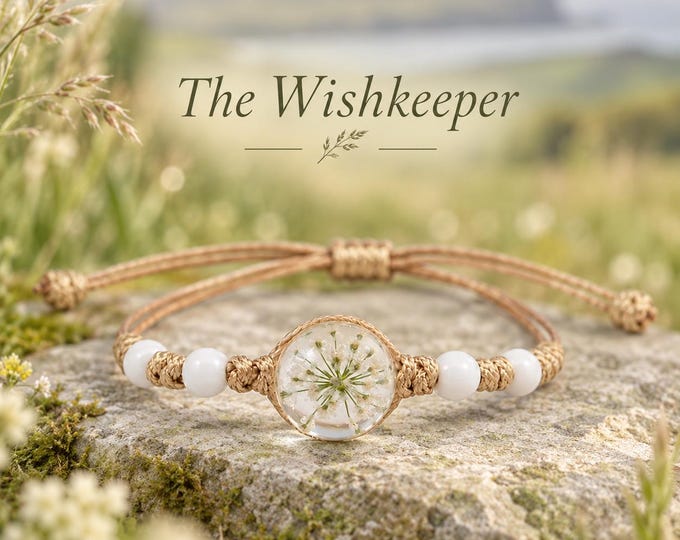 The Wishkeeper – Irish Meadow Flower Bracelet, Botanical Cord Bracelet, Wildflower Jewellery, Meaningful Irish Gift for Her