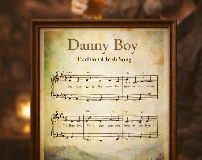Danny Boy Sheet Music Print – Traditional Irish Song Wall Art.
