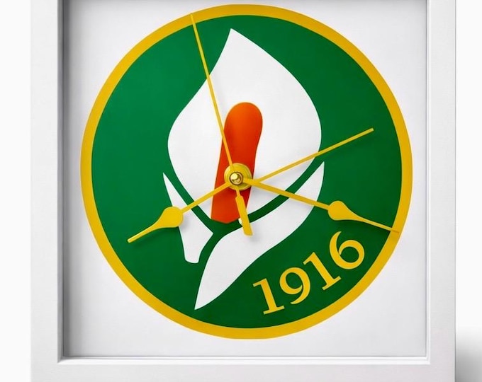The 1916 Easter Lily Wall Clock – Irish Commemorative Heritage Gift – Easter Rising Memorial Timepiece Decor