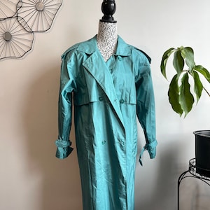 1980s Turquoise Trench Coat