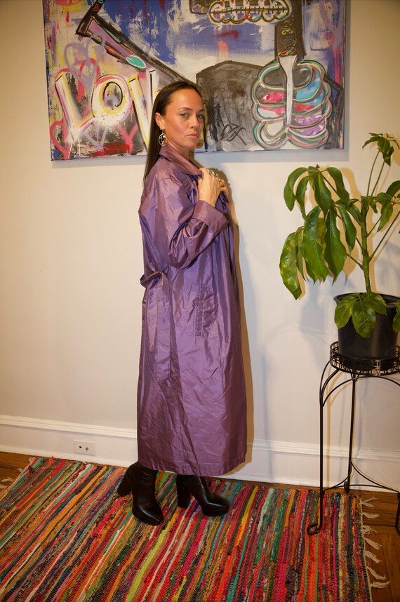 Vintage 80s Purple Trench Coat with Belt - image 4