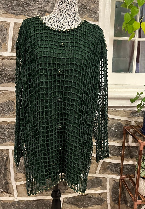 90s Pine Green Net Sweater Tunic/Dress