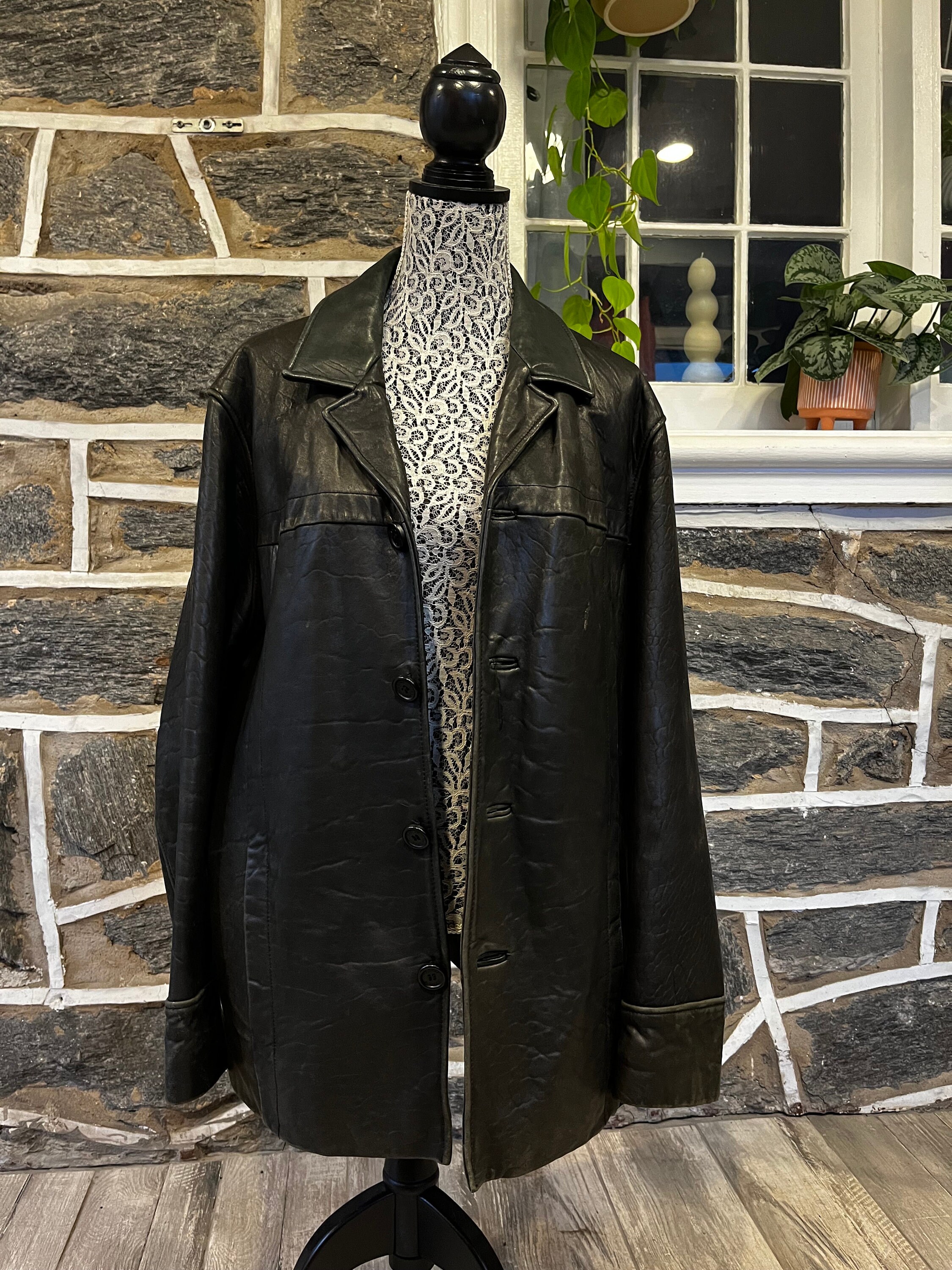 Vintage Wilson's Leather Jacket, Distressed Button Front, Unisex