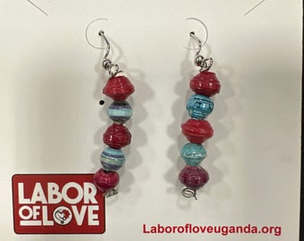 Boucles d'oreilles perles d'Ouganda