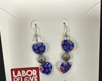 Boucles d'oreilles coeur bleu
