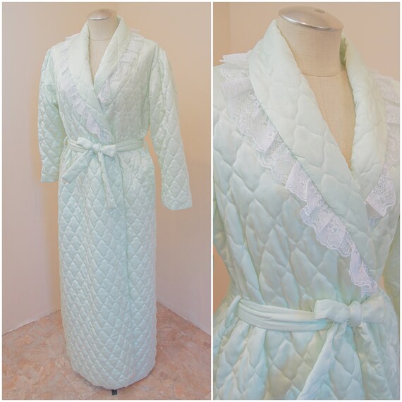 Mint Green Quilted Robe | Vintage 60s Housecoat |