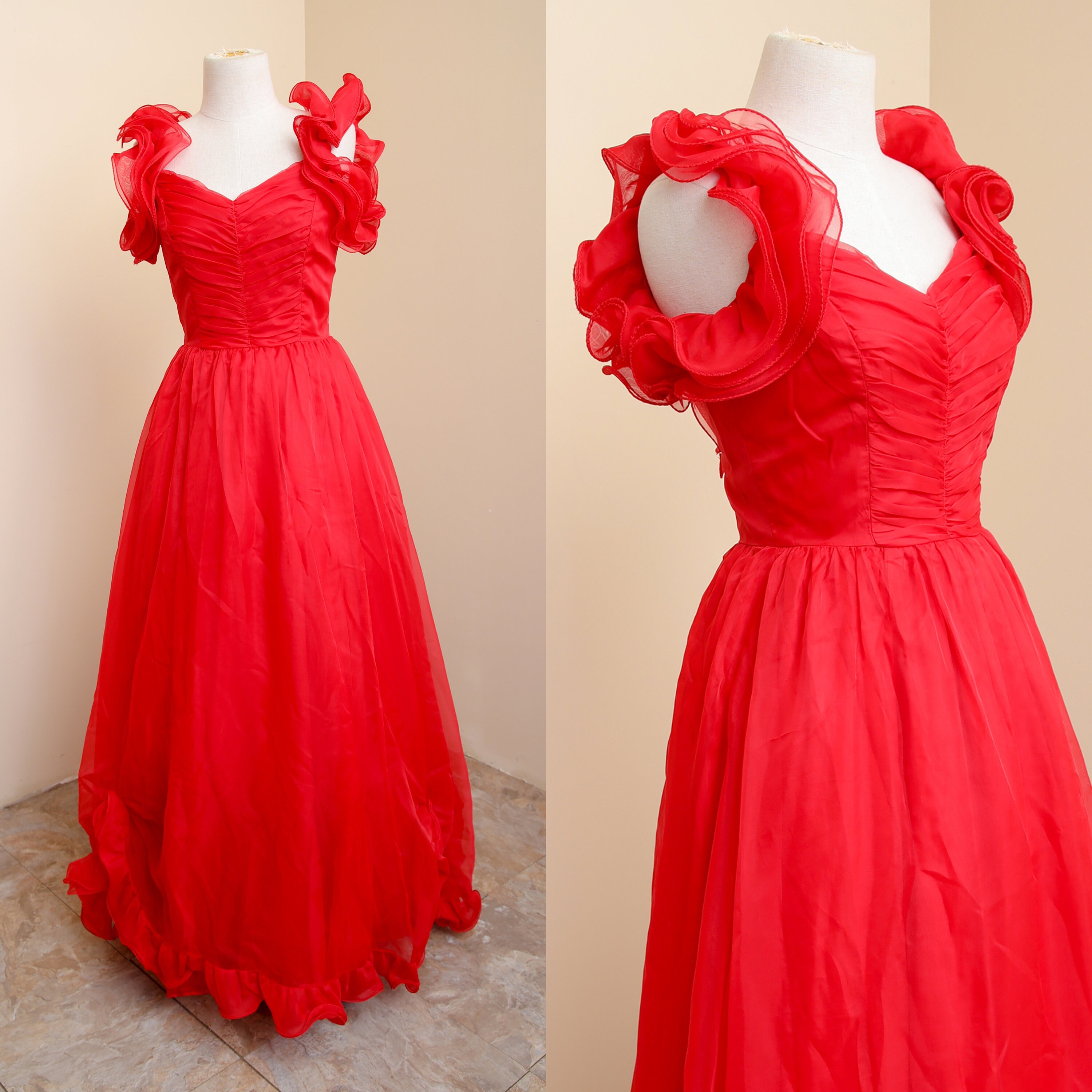 Red Victorian Gown Edwardian Wedding Prom Dress Lydia - Etsy UK