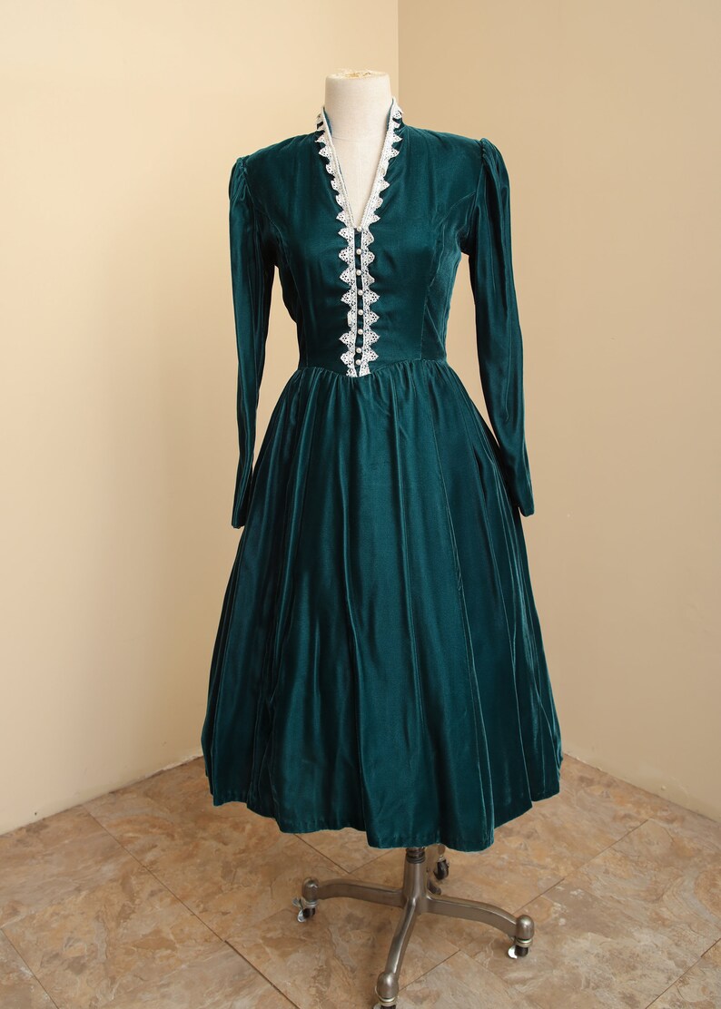 Velvet Gunne Sax Dress Teal Green Long Sleeve Midi 1970s - Etsy