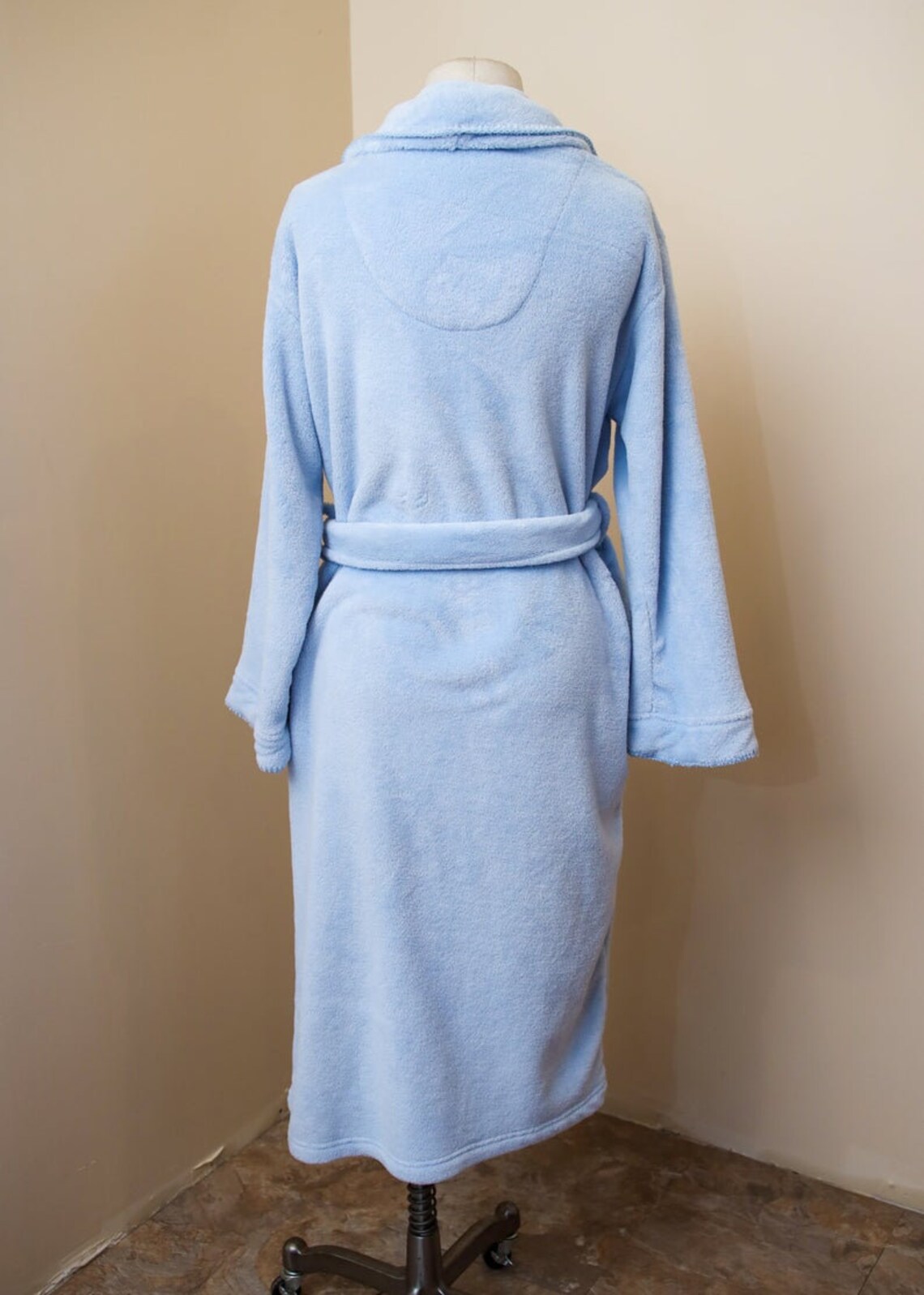 Baby Blue Plush Bathrobe Soft Long Sleeve Sleepwear Robe Etsy