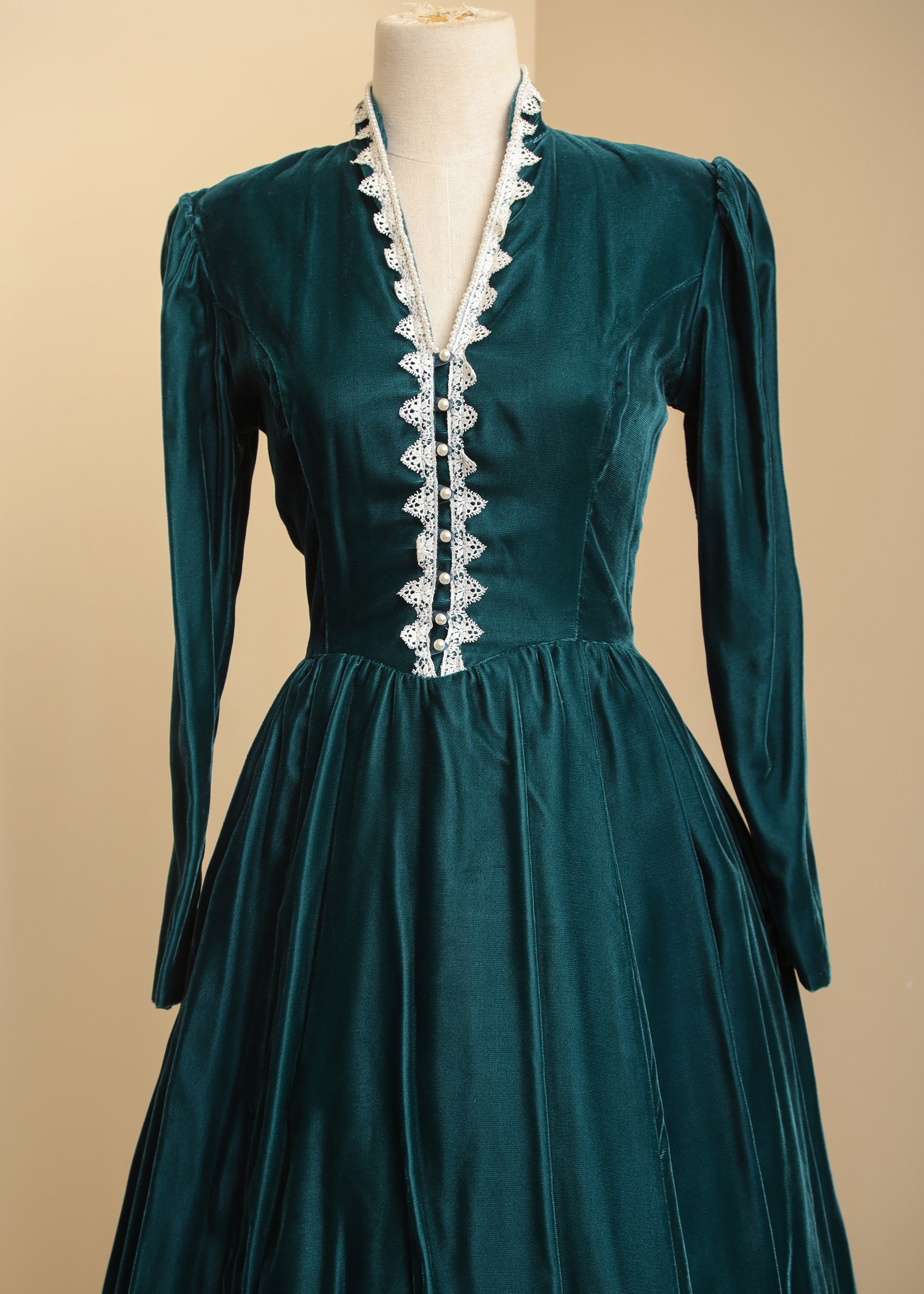 Velvet Gunne Sax Dress Teal Green Long Sleeve Midi 1970s Jessica ...