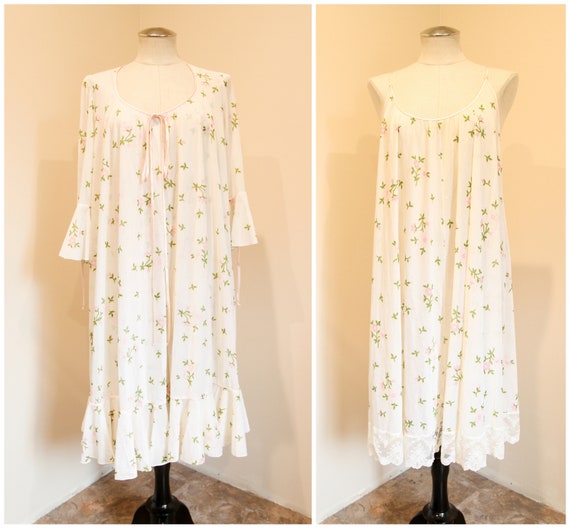 Floral Nightgown Robe Set | Boho Ruffle Sleepwear