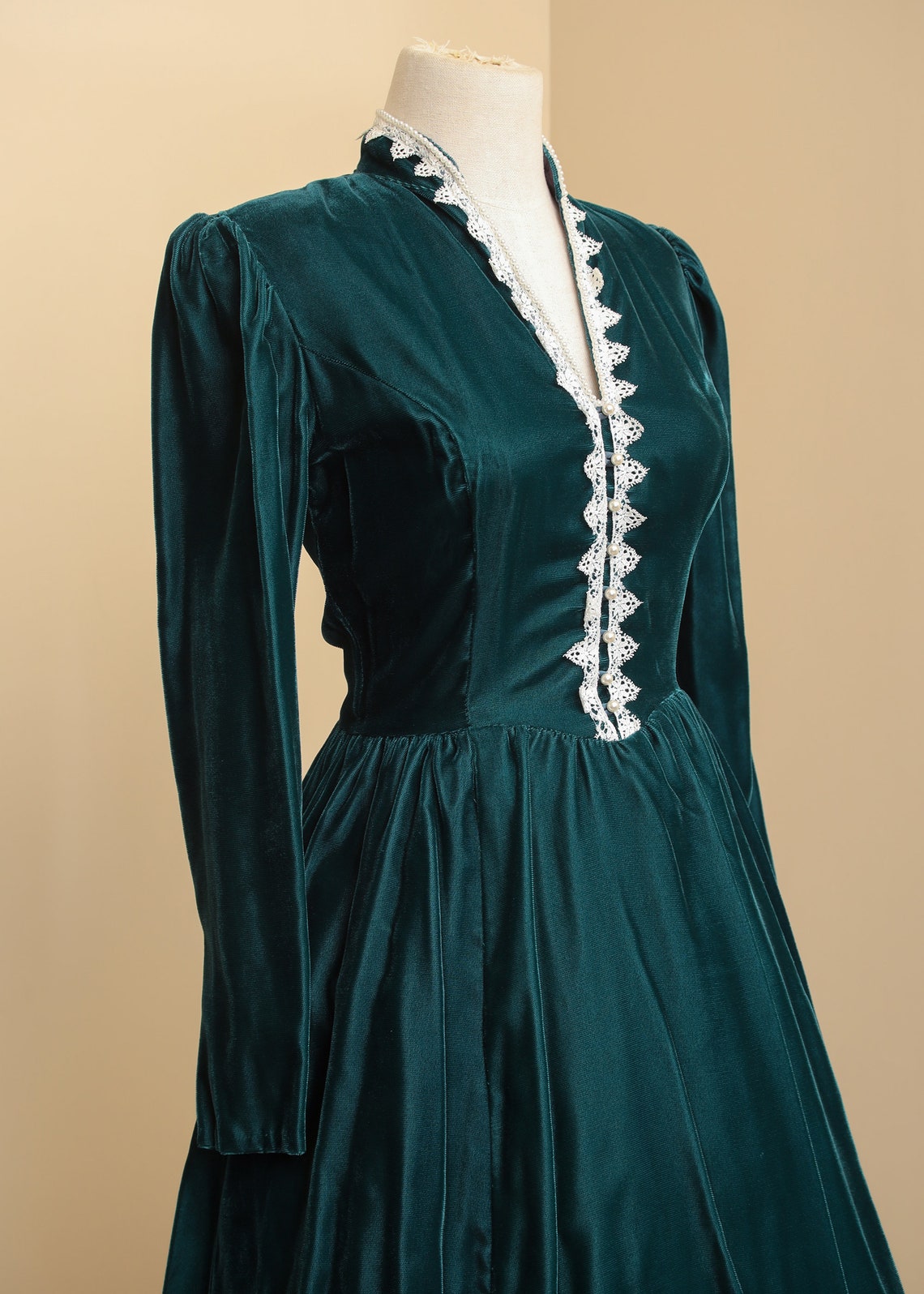 Velvet Gunne Sax Dress Teal Green Long Sleeve Midi 1970s Jessica ...