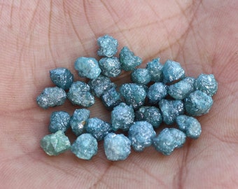 Diamantes en bruto perfectos azules, cuentas de diamantes en bruto azules naturales de 4-5 mm de tamaño, diamantes en bruto sin cortar, sueltos y sin perforar (personalizar perforados)