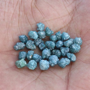 Blue Perfect Rough Diamonds, 4-5 mm size Natural Blue Raw Diamond Beads, Loose Undrilled Raw Uncut Rough Diamond(Customize Drilled)