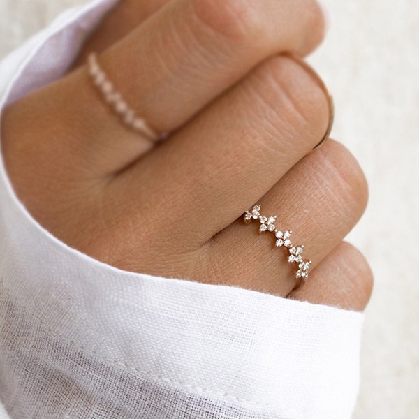 Dainty Diamond Stacking Eternity Ring Gold Minimalist Ring Simple Diamond Ring Silver Ring Gift for Her Delicate Ring Eternity Band