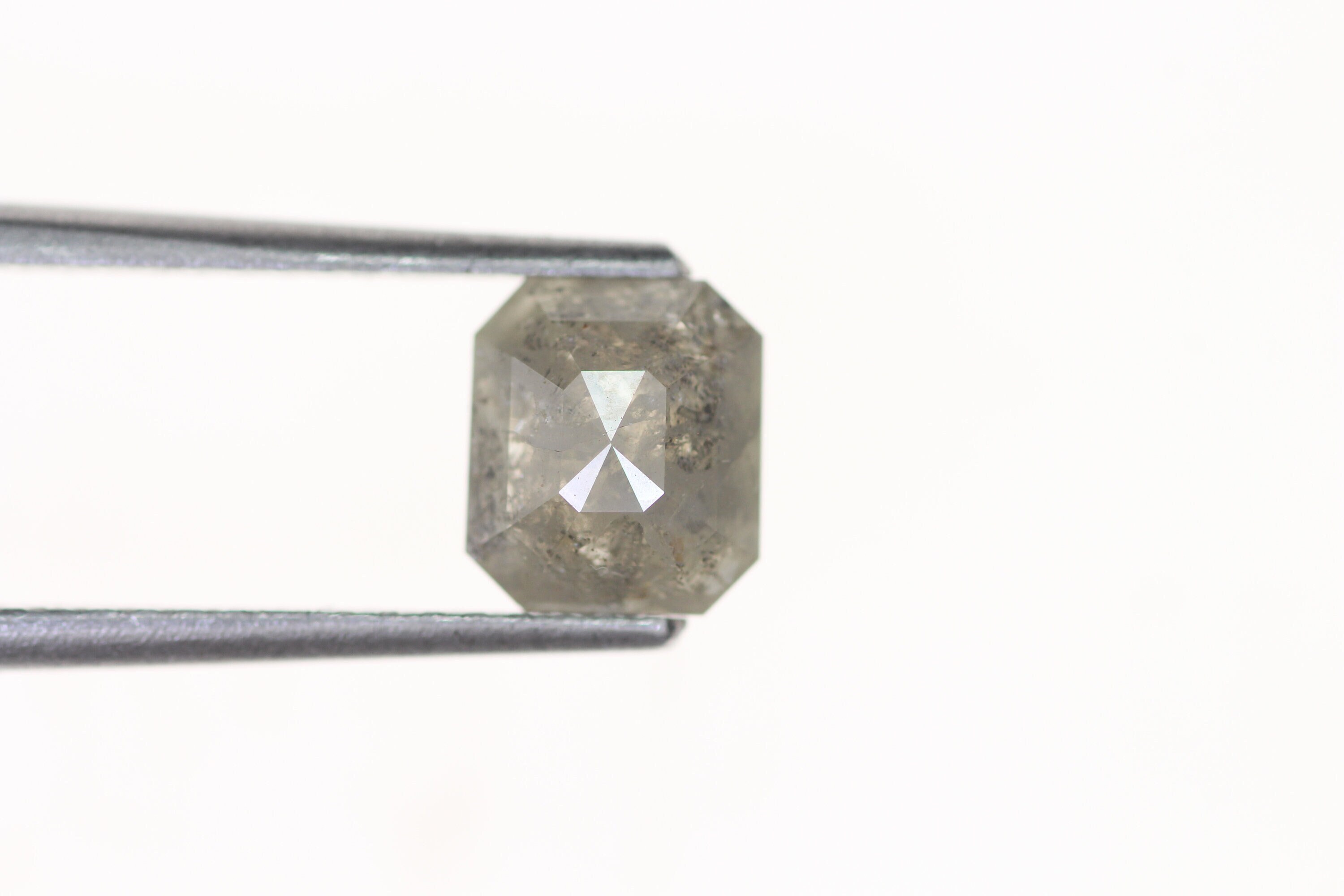 1.24 ct 6.1 x 5.4 mm Salt and Pepper Diamond, Salt and Pepper diamond Engagement ring, Emerald Cut Diamond Engagement Ring,Rectangle Diamondthumbnail