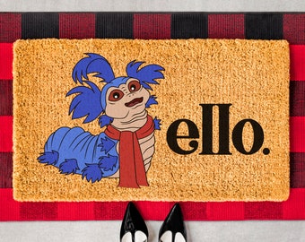 Labyrinth Inspired Doormat, Labyrinth Worm Doormat, Ello Doormat, Funny Doormat, Front Door Mat, Front Porch Doormat, Coir Mat - Item 837