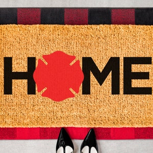 Thin Red Line Welcome Mat, Entry Mat, Fireman Home Mat, Home Decor, –  Amanda's Crafty Creations