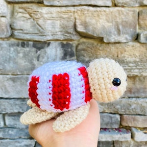 Peppermint Turtle | Crochet Pattern PDF, Holidays Christmas Candy Cane, Sea Turtle Amigurumi Animal