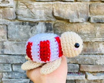 Peppermint Turtle | Crochet Pattern PDF, Holidays Christmas Candy Cane, Sea Turtle Amigurumi Animal