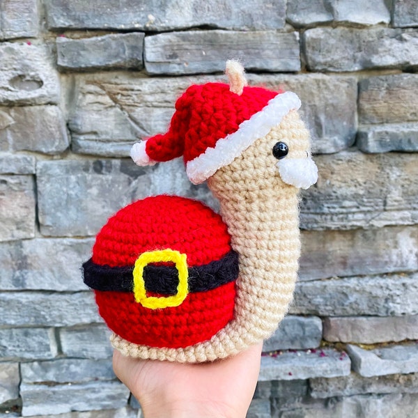 Santa Snail Crochet Pattern PDF, Christmas Holidays Amigurumi, Santa Claus Plush Toy