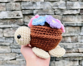 Flower Pot Turtle | Crochet Pattern PDF, Instant Download Amigurumi Animal, Mother's Day Flowers Crochet Tortoise