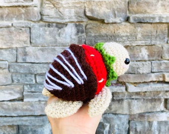 Strawberry Turtle Crochet Pattern PDF, Sea Turtle Amigurumi Animal, Crochet Chocolate Dessert Food