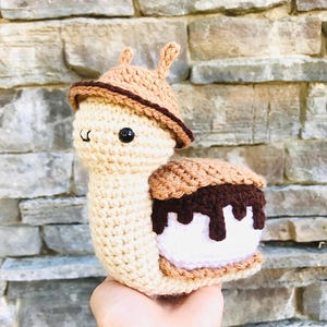 Smores Snail Crochet Pattern Amigurumi, Food Animal Crochet Snail Pattern, Dessert Plush Toy PDF