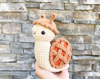 Crochet Pumpkin Pie Snail Pattern, Crochet Snail Plush, Fall Crochet Pattern PDF