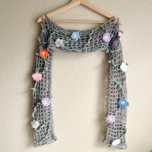 Bouquet Bolero, Mesh Sleeves Crochet Pattern, Cute Y2K Floral Knit Shrug, Arm Warmers