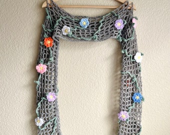 Bouquet Bolero, Mesh Sleeves Crochet Pattern, Cute Y2K Floral Knit Shrug, Arm Warmers