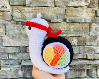 Sushi Snail | Crochet Pattern PDF, Amigurumi Snail Plush Toy, Sashimi Japanese Food