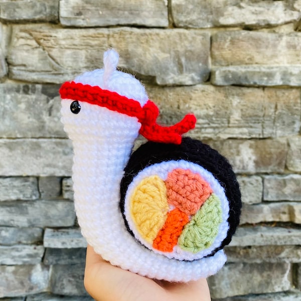 Sushi Snail | Crochet Pattern PDF, Amigurumi Snail Plush Toy, Sashimi Japanese Food