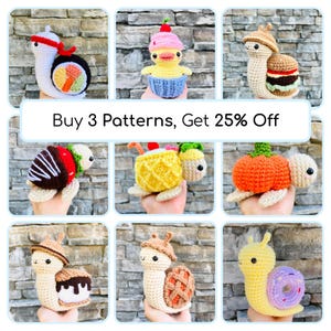 Patron au crochet tortue fraise PDF, animal amigurumi tortue de mer, nourriture dessert au chocolat au crochet image 3