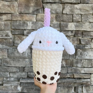 Boba Bunny Crochet Pattern PDF, Amigurumi Food Animal, Bubble Tea Plush Toy