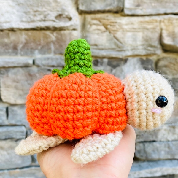 Pumpkin Turtle | Fall Crochet Pattern PDF, Sea Turtle Amigurumi Animal, Halloween Crochet Autumn Pumpkin