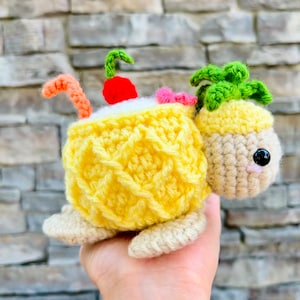 Pina Colada Pineapple Turtle Crochet Pattern, Tropical Crochet Pineapple Pattern, Food Animal Amigurumi Turtle