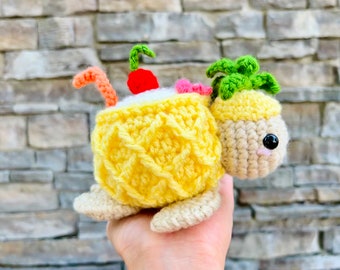 Pina Colada Pineapple Turtle Crochet Pattern, Tropical Crochet Pineapple Pattern, Food Animal Amigurumi Turtle
