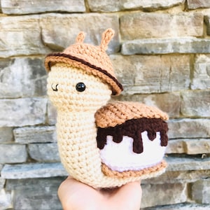 S’mores Snail Crochet Pattern, Crochet S’mores Amigurumi Pattern PDF, Crochet Sweet Snails Food Animal