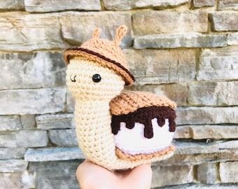 S’mores Snail Crochet Pattern, Crochet S’mores Amigurumi Pattern PDF, Crochet Sweet Snail Food Animal