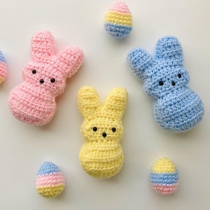Crochet Peep Pattern + Easter Egg Pattern, Crochet Bunny Marshmallow Plush, Intermediate Amigurumi Pattern PDF