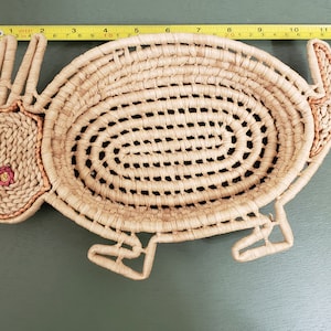 Vintage Armadillo, Handwoven basket for storage or wall art! Boho Decor, Straw Basket, Corn Husk / Wicker, Cottagecore,
