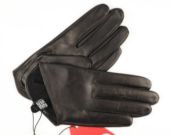 LEATHER Half Palm sexy DRIVING GLOVES for women Designer Alexandra Femminilita Collection Happiness in Strict Black color