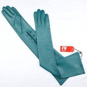 LEATHER sexy OPERA GLOVES Designer Alexandra Femminilita 2023 Collection Valkyrie/Serene (with or without wrist buttons) in Black or Teal