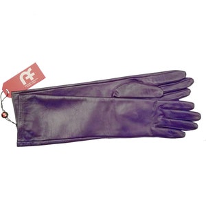 LEATHER sexy long GLOVES for women Designer Alexandra Femminilita Collection CHARISMA in Purple color