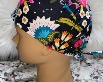 Scrub cap scrub hat OR cap Nurse Cap WITH BUTTONS