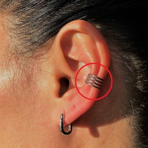 Ear cuff no piercing, Wrap Earring, One Silver Cuff earring, Minimalist ear cuff