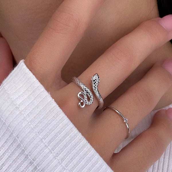 Snake ring, dainty ring, open snake ring, silver snake ring, wrap ring, gold snake ring, mothers day gift